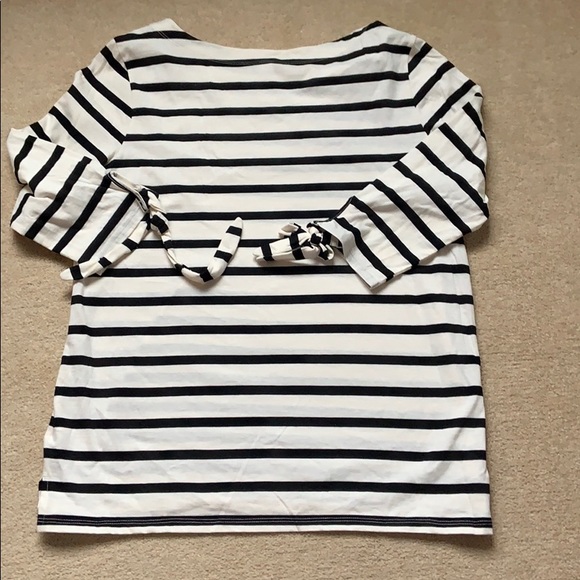 3/4 quartered sleeve black/cream stripe top - Picture 2 of 3
